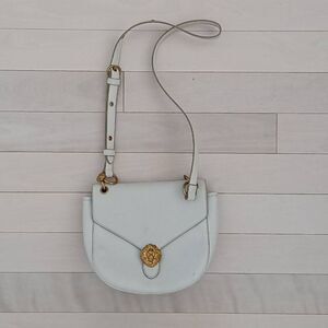 Anne Klein Women Lion Gold-tone Detail Flap Adjustable Buckle Crossbody Bag Whit